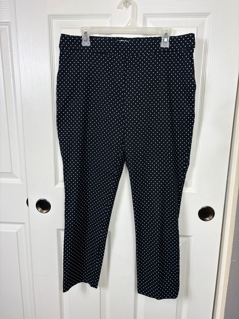 Jules & Leopold Black and White Polka Dot Pull-On Ankle Pants Size L Stretch